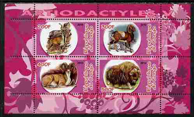 Congo 2010 Artiodactyla (Even toed Mammals) #5 perf sheetlet containing 4 values unmounted mint