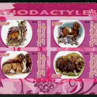 Congo 2010 Artiodactyla (Even toed Mammals) #5 imperf sheetlet containing 4 values unmounted mint