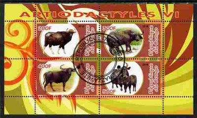 Congo 2010 Artiodactyla (Even toed Mammals) #6 perf sheetlet containing 4 values fine cto used