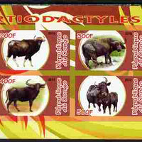 Congo 2010 Artiodactyla (Even toed Mammals) #6 imperf sheetlet containing 4 values unmounted mint