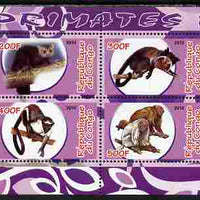 Congo 2010 Primates #1 perf sheetlet containing 4 values unmounted mint