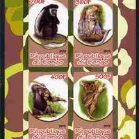 Congo 2010 Primates #2 imperf sheetlet containing 4 values unmounted mint
