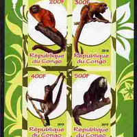 Congo 2010 Primates #3 imperf sheetlet containing 4 values unmounted mint