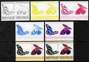 St Lucia 1985 Butterflies (Leaders of the World) 40c se-tenant pair - the set of 7 imperf progressive proofs comprising the 4 individual colours plus 2, 3 and all 4-colour composite, unmounted mint as SG 783a