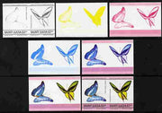 St Lucia 1985 Butterflies (Leaders of the World) $2.25 se-tenant pair - the set of 7 imperf progressive proofs comprising the 4 individual colours plus 2, 3 and all 4-colour composite, unmounted mint as SG 787a