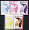 Dhufar 1974 Cats 25b (Short Haired White & Black) set of 5 imperf progressive colour proofs comprising 3 individual colours (red, blue & yellow) plus 3 and all 4-colour composites unmounted mint