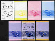 St Lucia 1984 Cars #1 (Leaders of the World) 5c Bugatti Type 57SC (1939) se-tenant pair - the set of 7 imperf progressive proofs comprising the 4 individual colours plus 2, 3 and all 4-colour composite, unmounted mint as SG 703a