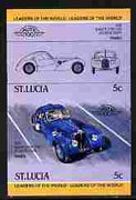 St Lucia 1984 Cars #1 (Leaders of the World) 5c Bugatti Type 57SC (1939) se-tenant pair imperf from limited printing unmounted mint as SG 703a