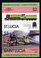 St Lucia 1983 Locomotives #1 (Leaders of the World) $2 Flying Scotsman se-tenant pair imperf from limited printing unmounted mint as SG 663a