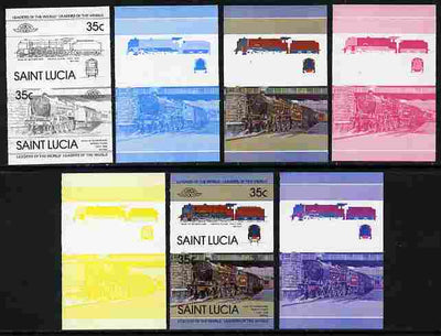 St Lucia 1983 Locomotives #1 (Leaders of the World) 35c Duke of Sutherland se-tenant - the set of 7 imperf progressive proofs comprising the 4 individual colours plus 2, 3 and all 4-colour composite, unmounted mint as SG 651a