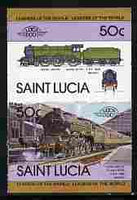 St Lucia 1983 Locomotives #1 (Leaders of the World) 50c Class B17/4 Leeds United se-tenant pair imperf from limited printing unmounted mint as SG 657a