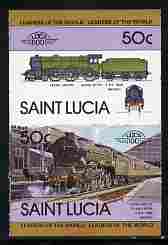 St Lucia 1983 Locomotives #1 (Leaders of the World) 50c Class B17/4 Leeds United se-tenant pair imperf from limited printing unmounted mint as SG 657a