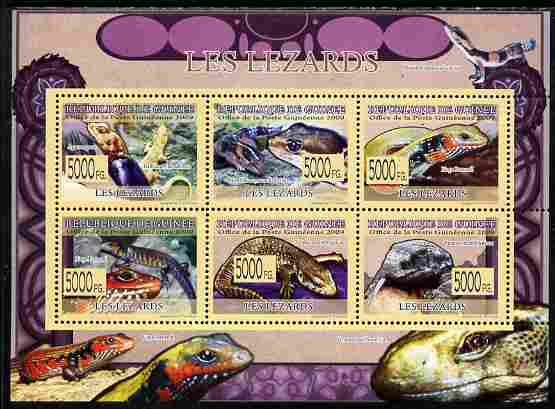 Guinea - Conakry 2009 Fauna - Lizards perf sheetlet containing 6 values unmounted mint