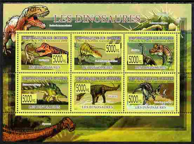 Guinea - Conakry 2009 Fauna - Dinosaurs perf sheetlet containing 6 values unmounted mint