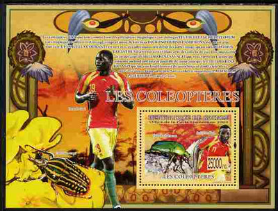 Guinea - Conakry 2009 Fauna - Beetles & Footballers perf s/sheet unmounted mint