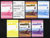 St Lucia 1986 Locomotives #5 (Leaders of the World) 30c Class D 4-4-0 No.737 se-tenant pair - the set of 7 imperf progressive proofs comprising the 4 individual colours plus 2, 3 and all 4-colour composite, unmounted mint as SG 862a