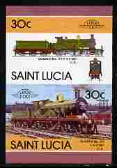 St Lucia 1986 Locomotives #5 (Leaders of the World) 30c Class D 4-4-0 No.737 se-tenant pair imperf from limited printing unmounted mint as SG 862a