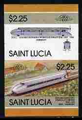 St Lucia 1986 Locomotives #5 (Leaders of the World) $2.25 Von Kruckenburg Rail Car,se-tenant pair imperf from limited printing unmounted mint as SG 870a