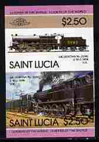 St Lucia 1985 Locomotives #4 (Leaders of the World) $2.50 'Big Bertha 0-10-0' se-tenant pair imperf from limited printing unmounted mint as SG 830a