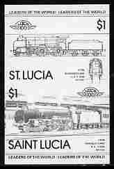 St Lucia 1983 Locomotives #1 (Leaders of the World) $1 Schools Class 'Eton' 4-6-0 se-tenant pair imperf proof in black only unmounted mint as SG 661a
