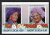 St Lucia 1985 Life & Times of HM Queen Mother (Leaders of the World) $1.10 se-tenant pair imperf from limited printing unmounted mint as SG 836a