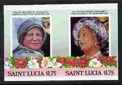 St Lucia 1985 Life & Times of HM Queen Mother (Leaders of the World) $1.75 se-tenant pair imperf from limited printing unmounted mint as SG 838a