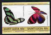 St Lucia 1985 Butterflies (Leaders of the World) 40c se-tenant pair imperf from limited printing unmounted mint see note after SG 783a
