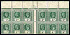 Gilbert & Ellice Islands 1912 KG5 1/2d green Wmk MCA inter-paneau block of 12 unmounted mint, SG 12
