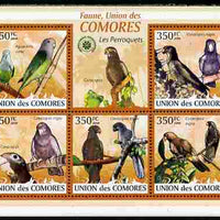 Comoro Islands 2009 Parrots perf sheetlet containing 5 values unmounted mint Yv 1686-90, Mi 2387-91