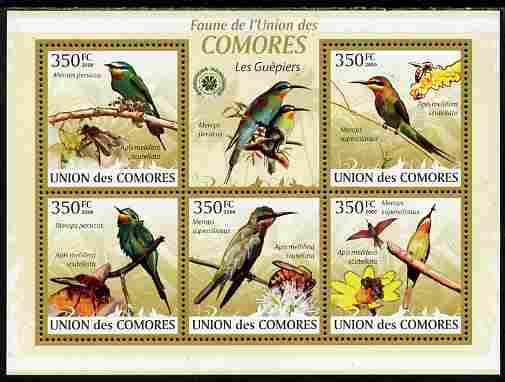 Comoro Islands 2009 Bee Eaters perf sheetlet containing 5 values unmounted mint Yv 1691-95, Mi 2352-56