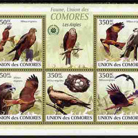 Comoro Islands 2009 Eagles perf sheetlet containing 5 values unmounted mint Yv 1696-1700, Mi 2382-86