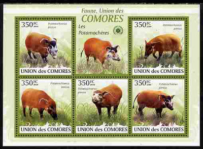 Comoro Islands 2009 Bush Pigs perf sheetlet containing 5 values unmounted mint Yv 1701-05, Mi 2430-35