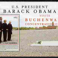 Gambia 2009 Barack Obama visits Germany perf s/sheet (Buchenwald Concentration Camp) unmounted mint