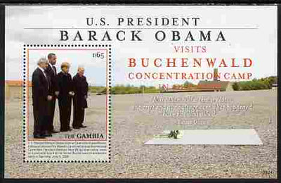 Gambia 2009 Barack Obama visits Germany perf s/sheet (Buchenwald Concentration Camp) unmounted mint