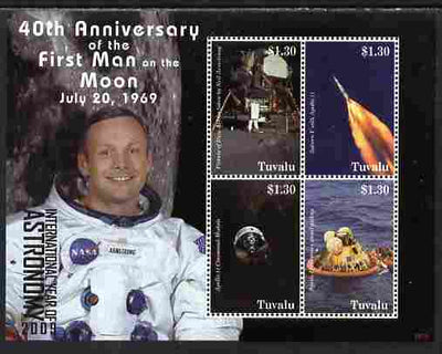 Tuvalu 2009 40th Anniversary of Moon Landing perf sheetlet containing 4 values unmounted mint