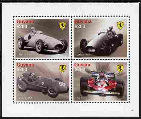 Guyana 2009 Ferrari Cars perf sheetlet containing 4 values unmounted mint