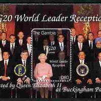 Gambia 2009 Barack Obama Visits Queen Elizabeth at Buckingham Palace & G20 Reception perf s/sheet unmounted mint