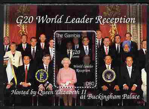 Gambia 2009 Barack Obama Visits Queen Elizabeth at Buckingham Palace & G20 Reception perf s/sheet unmounted mint