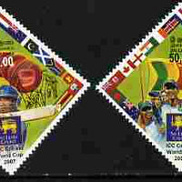 Sri Lanka 2007 Cricket World Cup Diamond shaped set of 2 unmounted mint SG 1863-64