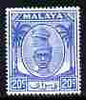 Malaya - Perak 1950-56 Sultan 20c blue unmounted mint, SG 140