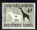 South West Africa 1954 White Elephant & Giraffe Rock Painting 4d from def set unmounted mint, SG 157