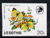 Lesotho 1984 Butterflies Lemon Traveller 20s imperf proof with background colour omitted