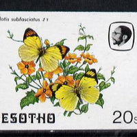 Lesotho 1984 Butterflies Lemon Traveller 20s imperf proof with background colour omitted