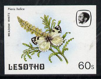 Lesotho 1984 Butterflies Meadow White 60s imperf proof with background colour omitted