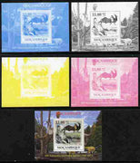 Mozambique 2009 200th Birth Anniversary of Charles Darwin #02 individual deluxe sheet - the set of 5 imperf progressive proofs comprising the 4 individual colours plus all 4-colour composite, unmounted mint