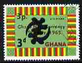 Ghana 1965 New Currency 3p on 3d God's Omnipotence fine cds used, SG 383