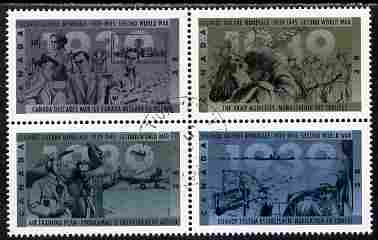 Canada 1989 50th Anniversary of Second World War (1st issue - 1939) se-tenant block of 4 fine cds used, SG 1346a