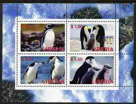 Liberia 2000 Penguins perf sheetlet containing 4 values unmounted mint