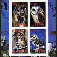 Liberia 2000 Owls #1 imperf sheetlet containing 4 values unmounted mint