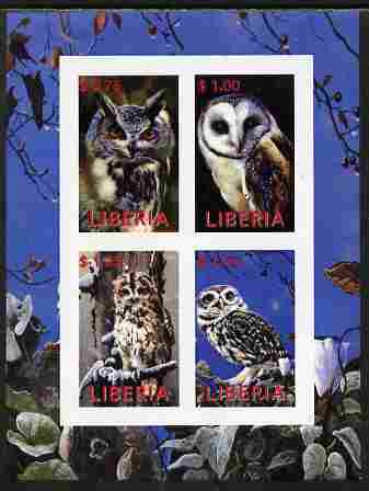Liberia 2000 Owls #1 imperf sheetlet containing 4 values unmounted mint